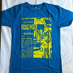 Brand new with tags Bright blue tshirt “ Be Positive “